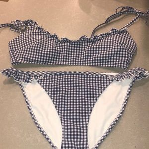 Aerie  Blue and White Gingham Bikini Set